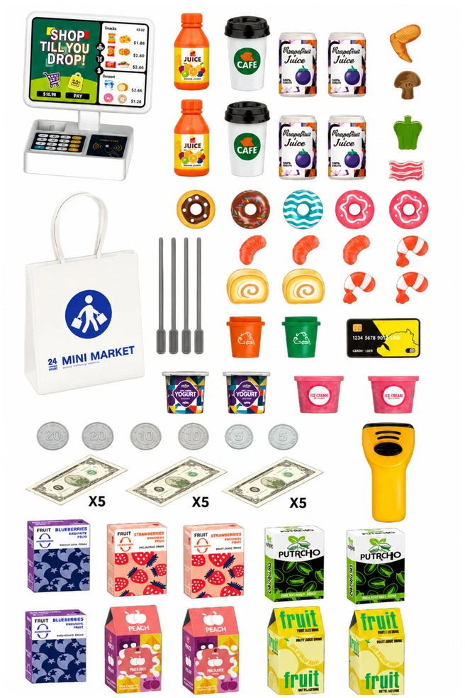Lean Toys Supermarketas su kasos aparatu 65 vnt.