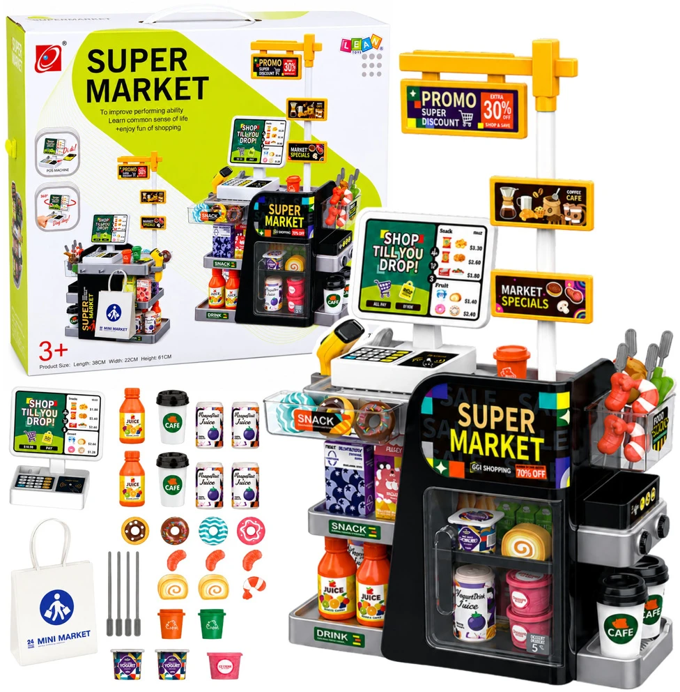 Lean Toys Supermarketas su kasos aparatu 65 vnt.