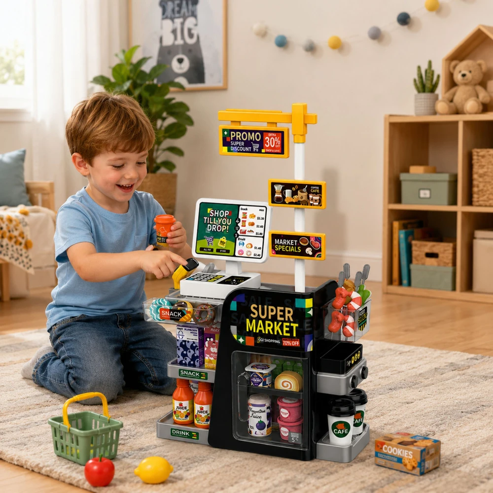 Lean Toys Supermarketas su kasos aparatu 65 vnt.