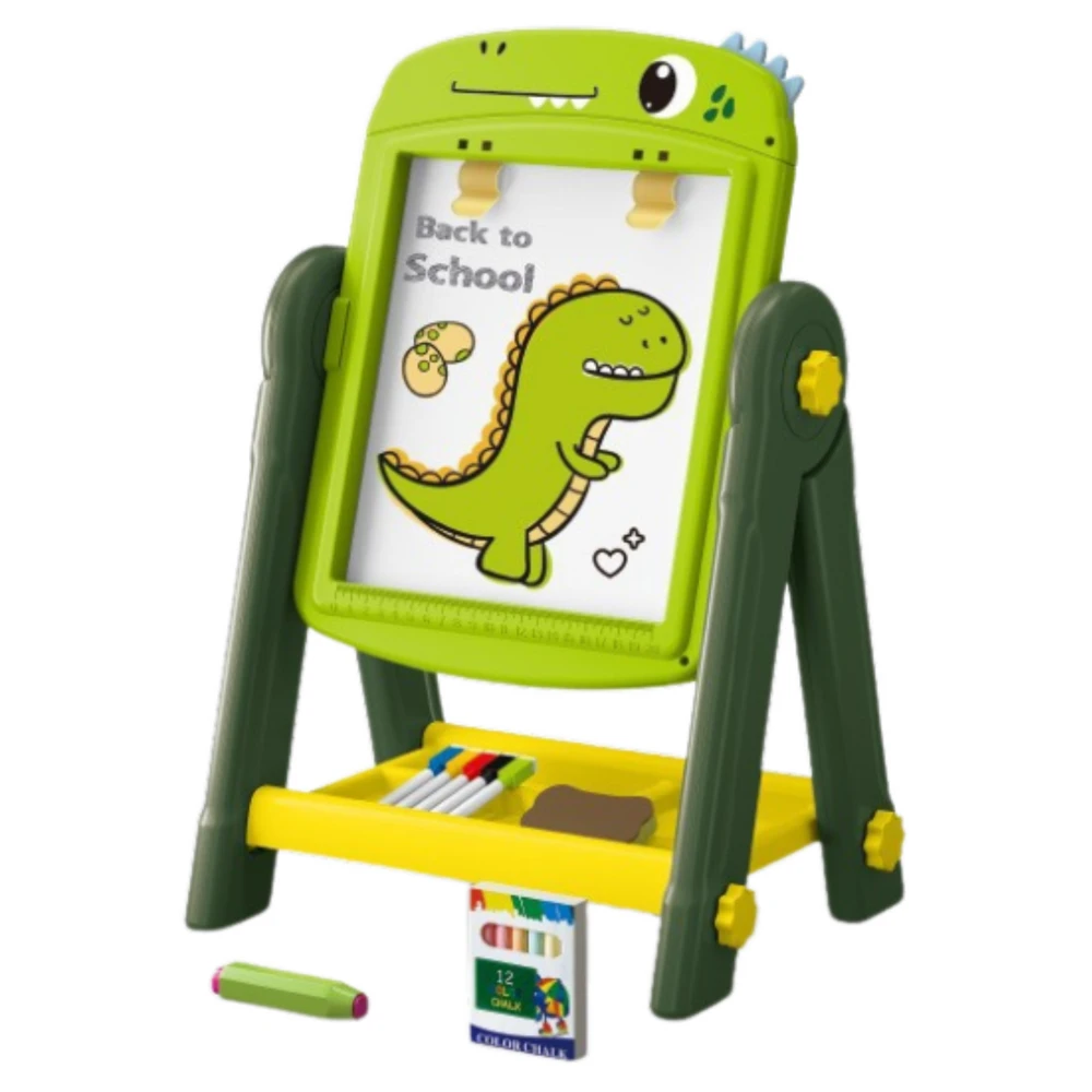 Lean Toys Dvipusė magnetinė lenta vaikams su stoveliu, 49x34x26 cm, žalia
