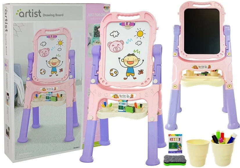 Tablica Dvipusė lenta su priedais 2in1, rožinė-violetinė