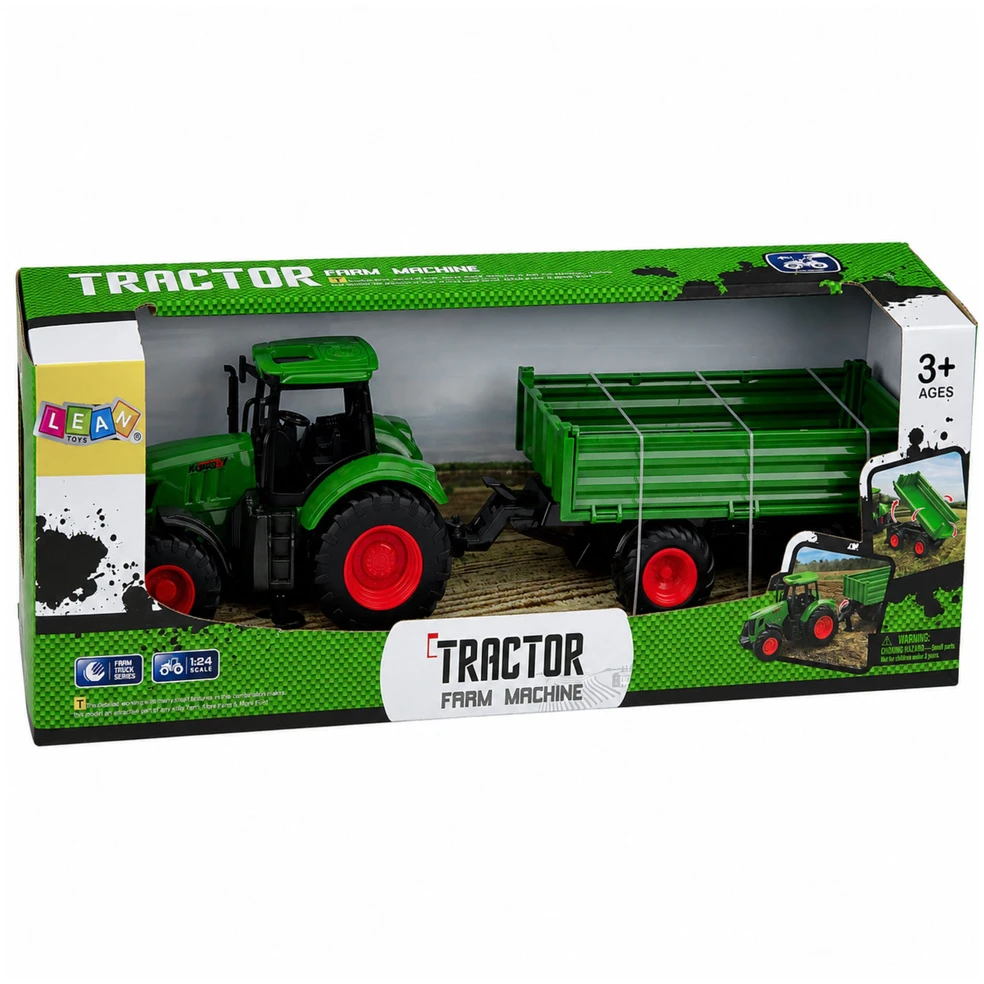Žemės ūkio traktorius su priekaba 1:24