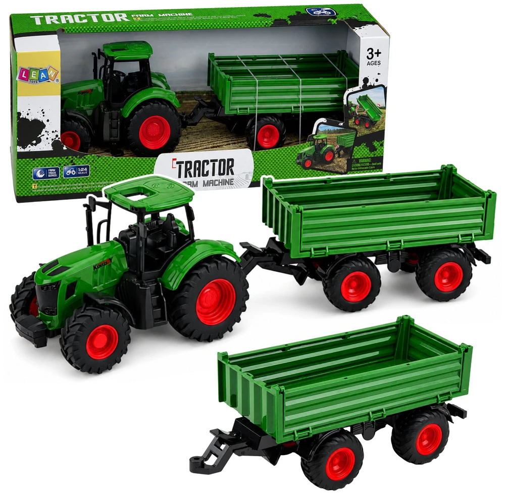 Žemės ūkio traktorius su priekaba 1:24