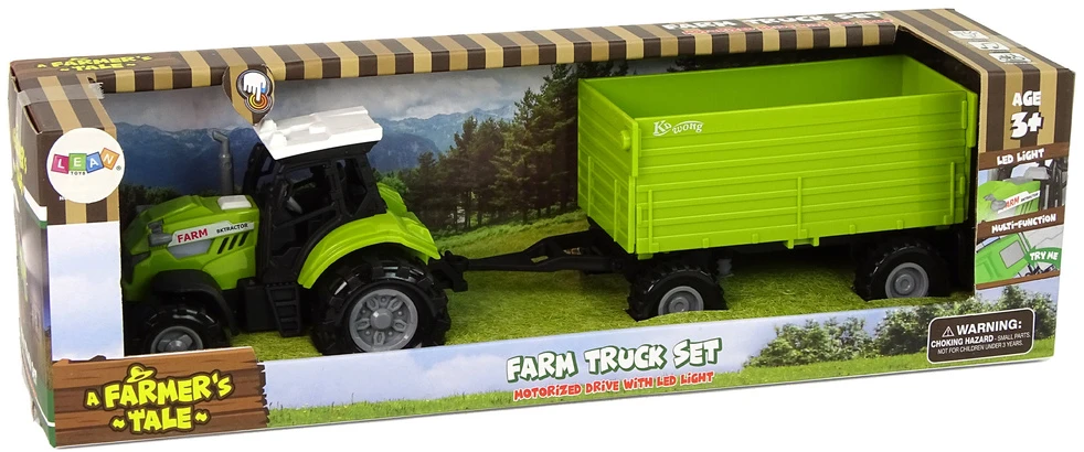 Traktorius su priekaba LeanToys Žalias Farm