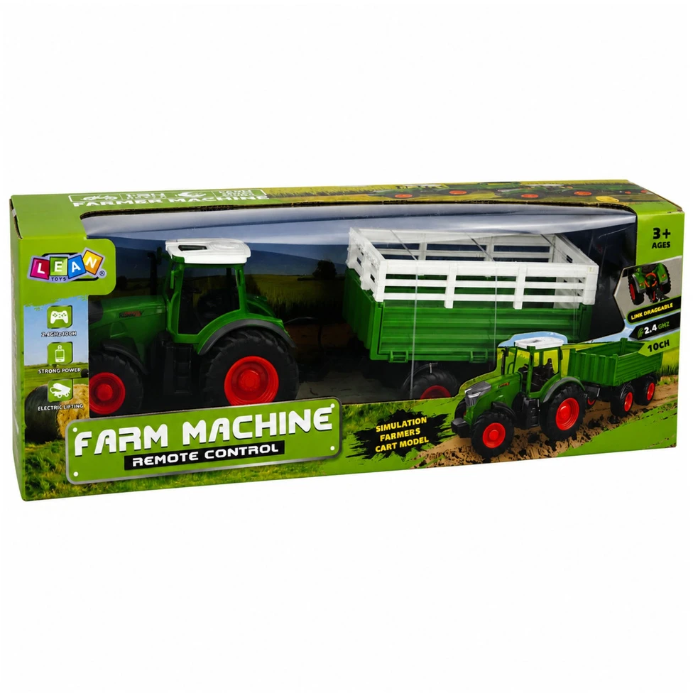 Lean Toys RC traktorius su priekaba 1:24