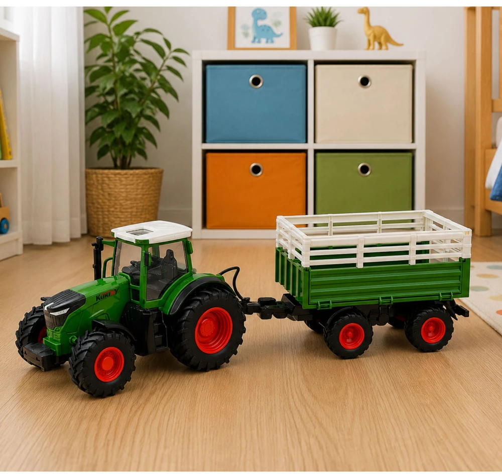 Lean Toys RC traktorius su priekaba 1:24