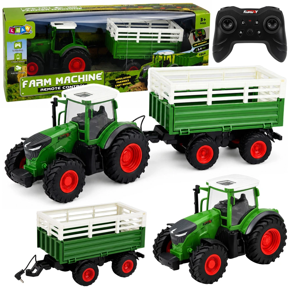 Lean Toys RC traktorius su priekaba 1:24