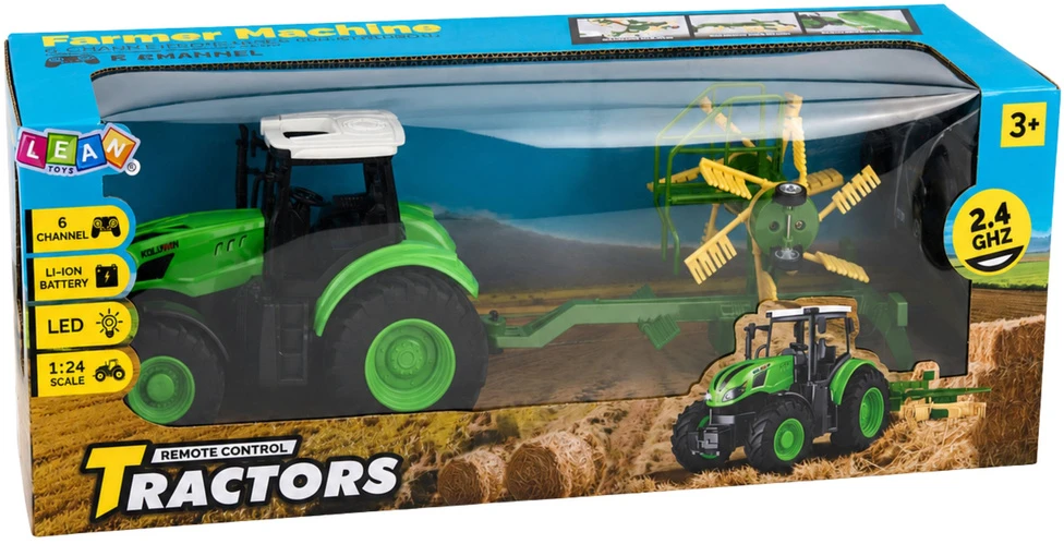 Lean Toys Traktorius su grėbliu 1:24