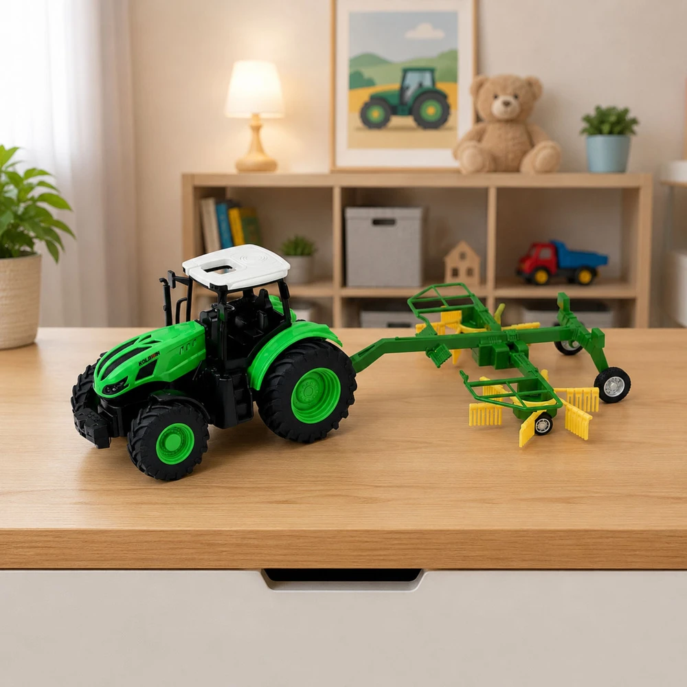 Lean Toys Traktorius su grėbliu 1:24