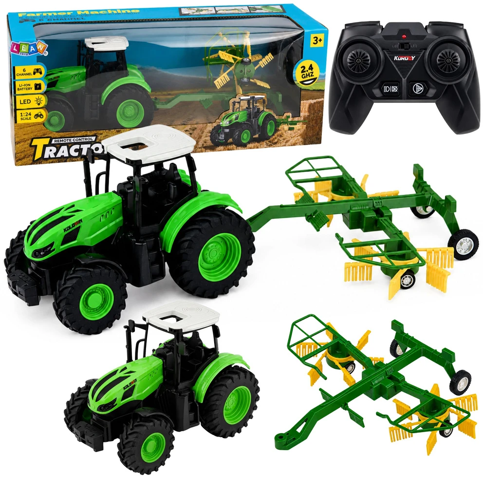 Lean Toys Traktorius su grėbliu 1:24