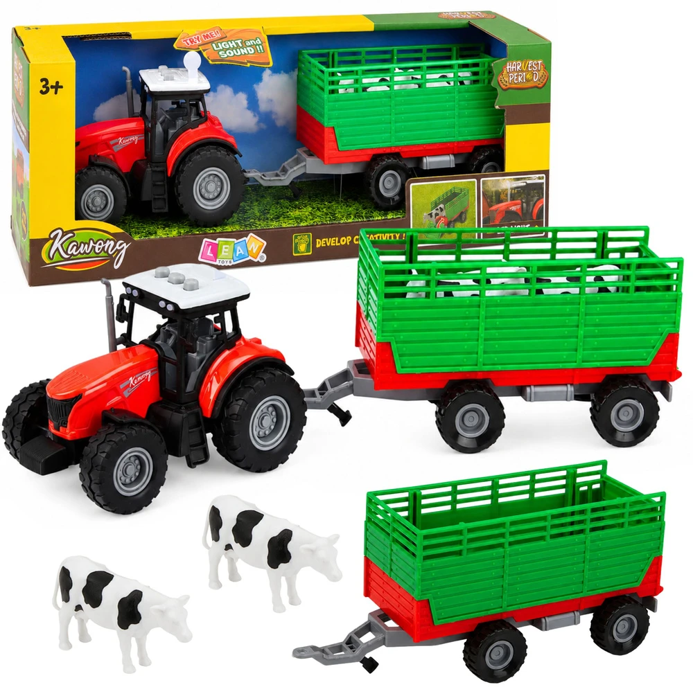 Lean Toys Traktorius su priekaba 4 vnt.