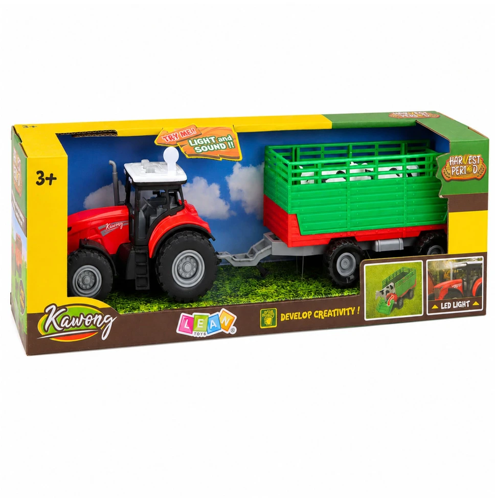 Lean Toys Traktorius su priekaba 4 vnt.