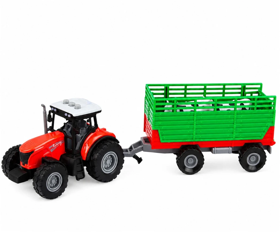 Lean Toys Traktorius su priekaba 4 vnt.