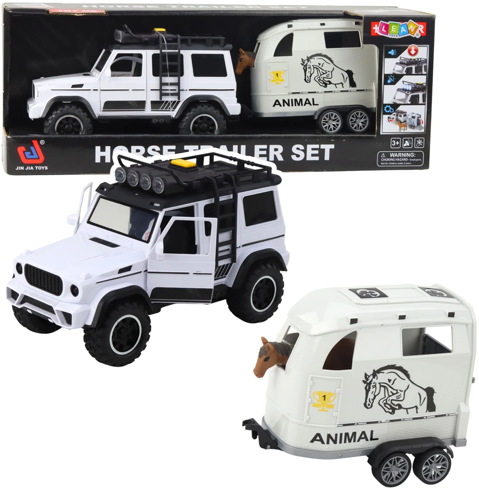 Lean Toys Visureigis su priekaba ir arklio figūra, šviesos ir garsai