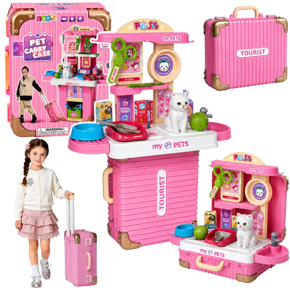 Lean Toys Veterinaro lagaminėlis su ištraukiama rankena ir ratukais, baltas, 31,5 × 24,5 × 13,5 cm