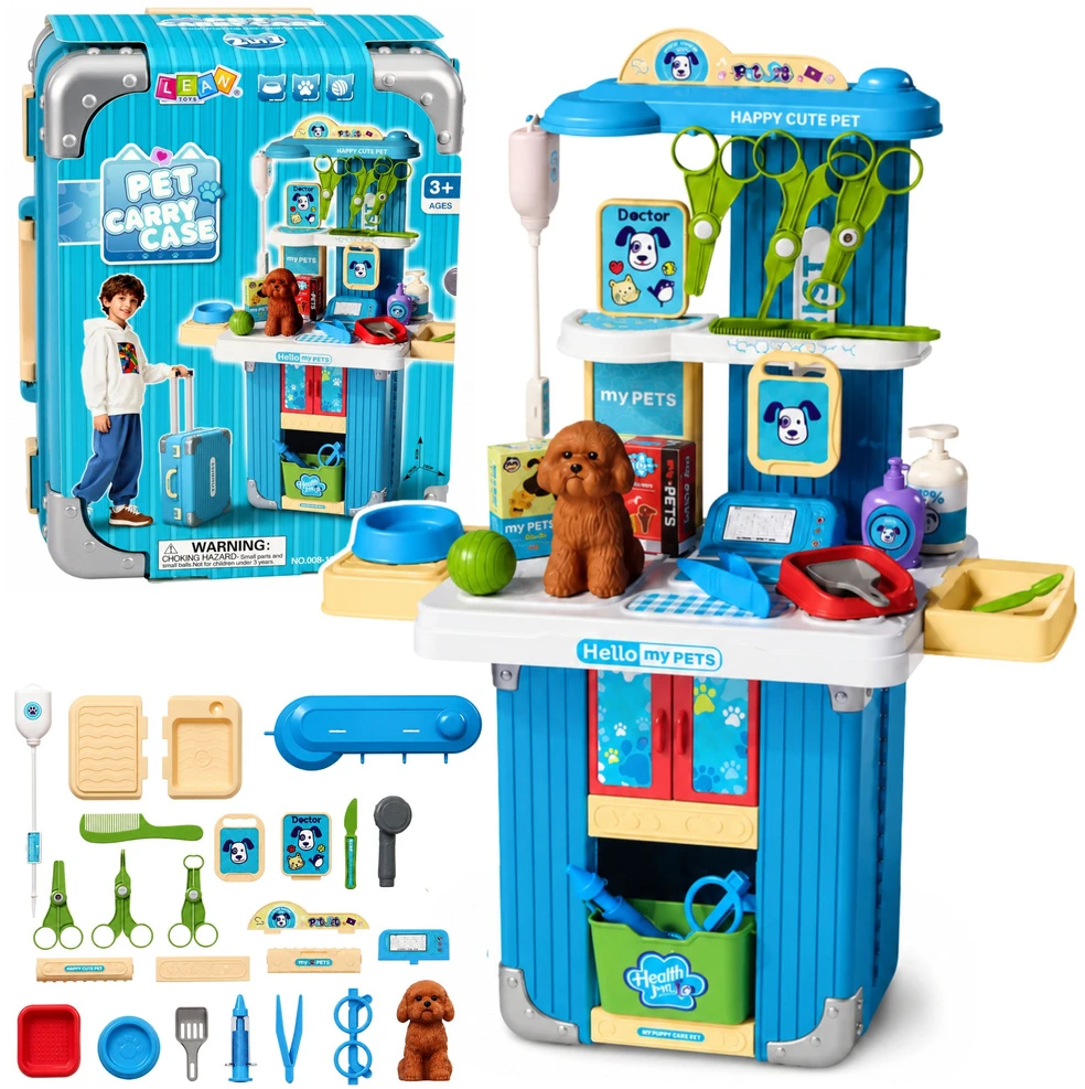Lean Toys Veterinaro lagaminėlis su ratukais ir ištraukiama rankena, rudas, 31,5 × 24,5 × 13,5 cm