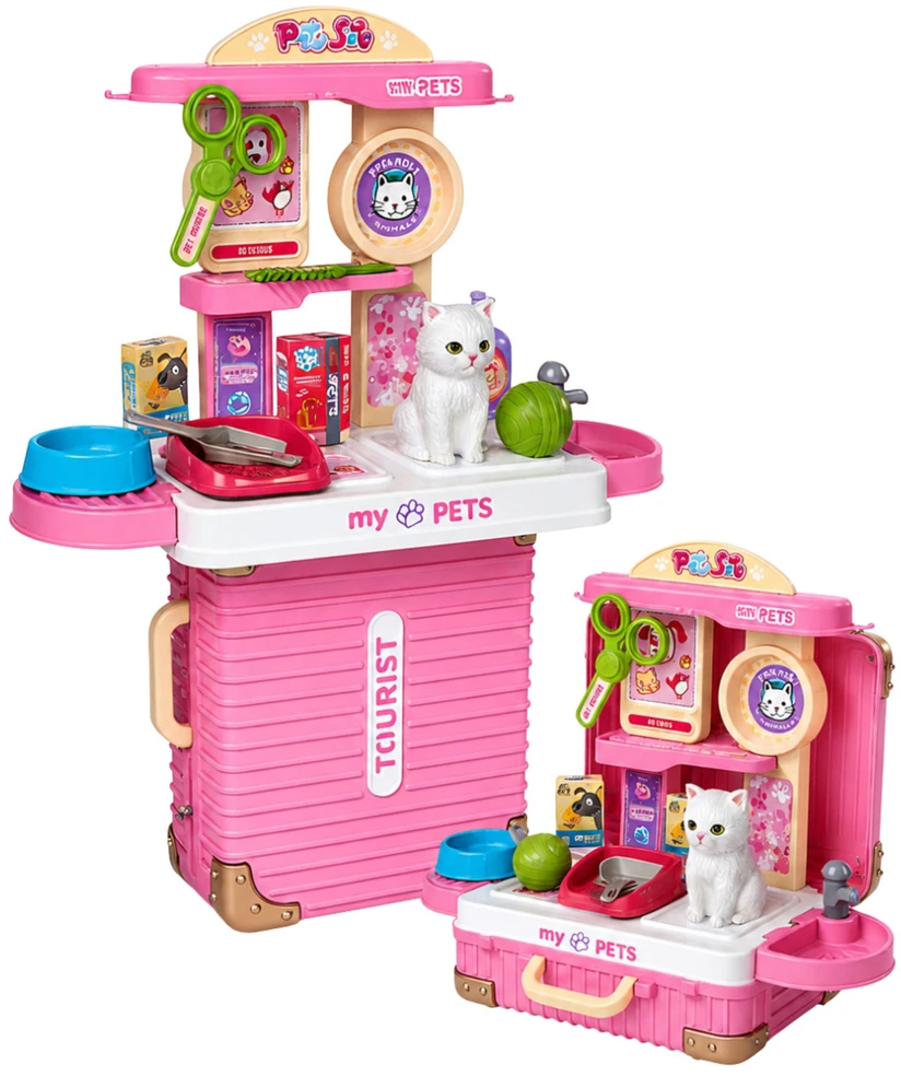 Lean Toys Veterinaro lagaminėlis su ištraukiama rankena ir ratukais, baltas, 31,5 × 24,5 × 13,5 cm