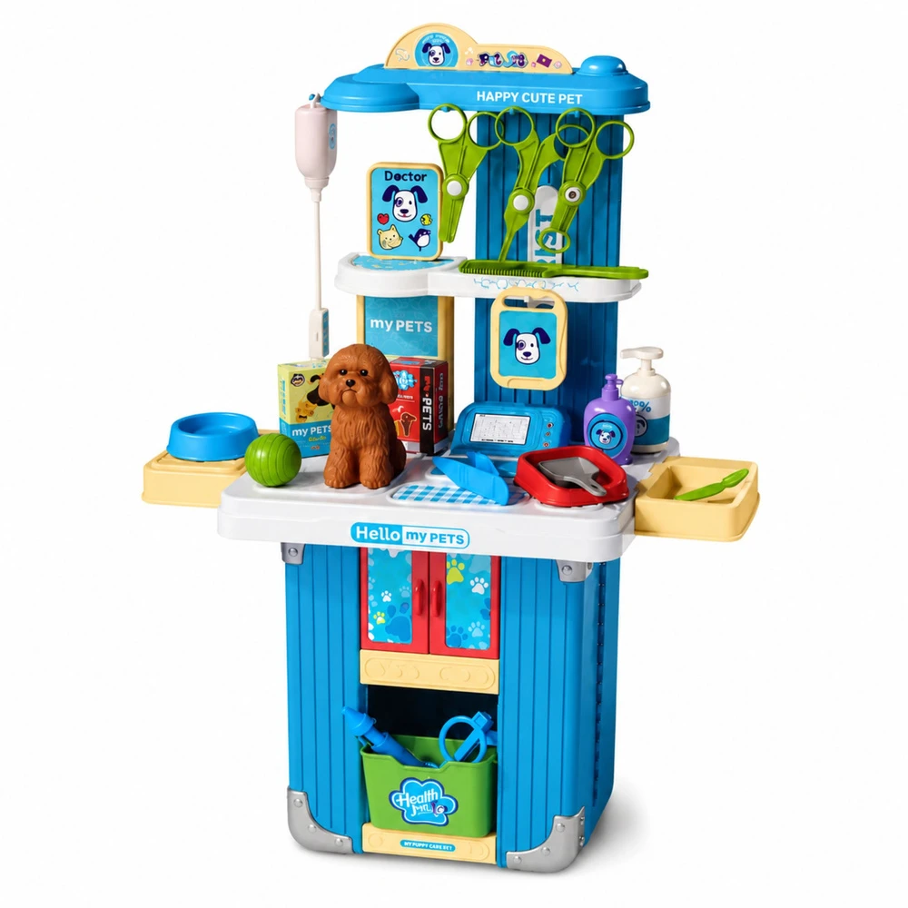 Lean Toys Veterinaro lagaminėlis su ratukais ir ištraukiama rankena, rudas, 31,5 × 24,5 × 13,5 cm