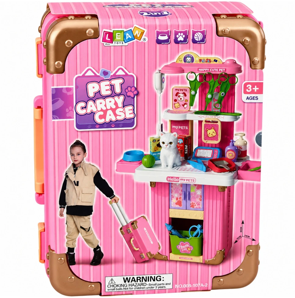 Lean Toys Veterinaro lagaminėlis su ištraukiama rankena ir ratukais, baltas, 31,5 × 24,5 × 13,5 cm