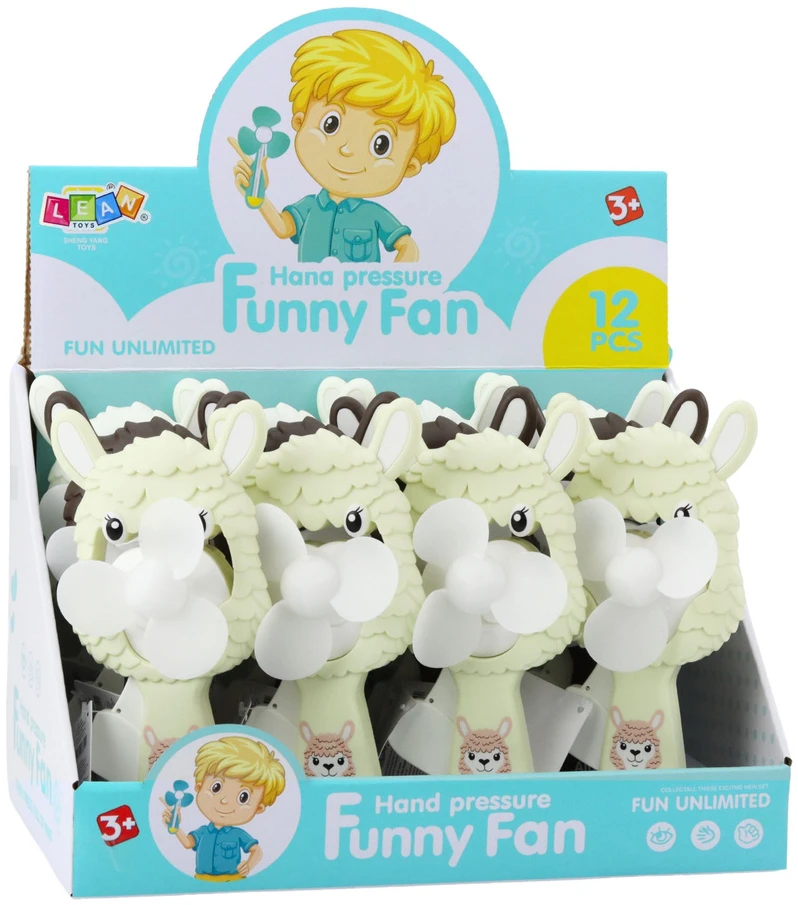 Lean Toys Wiatraczek Wentylator Ręczny Mechaniczny Dla Dzieci Alpaka Mix