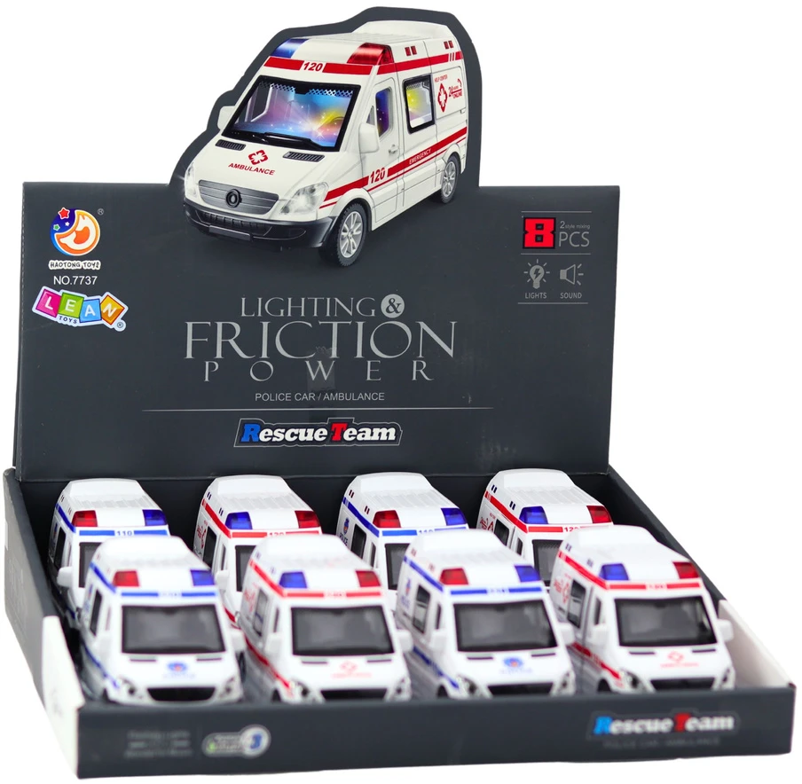 Wóz Policijos automobilis arba greitoji su šviesomis ir garsais, 14x8x7 cm