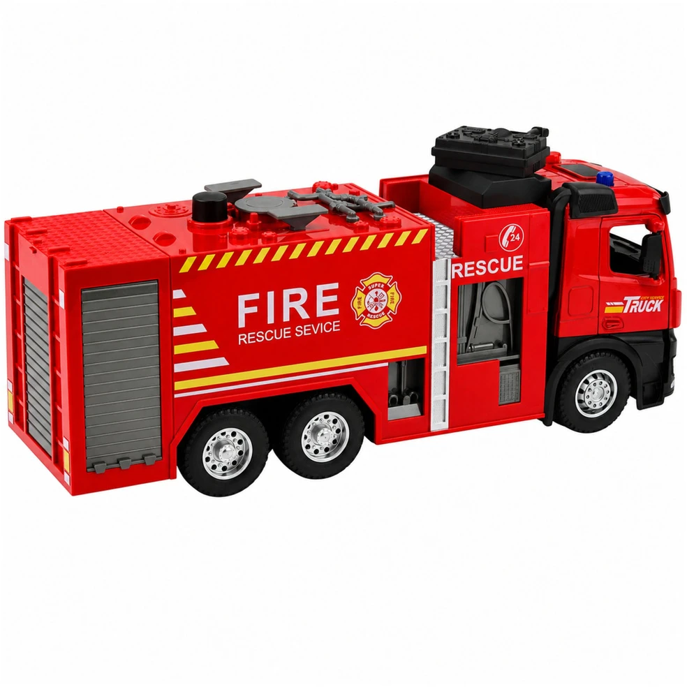 Lean Toys Žaislinis gaisrinis automobilis su vandens purškimo funkcija ir šviesos bei garso efektais, 35,5 × 15 × 9,5 cm