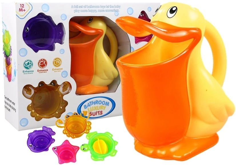 Zabawka Vonios žaislų rinkinys Lean Toys su pelikanu ir priedais, 5 dalys