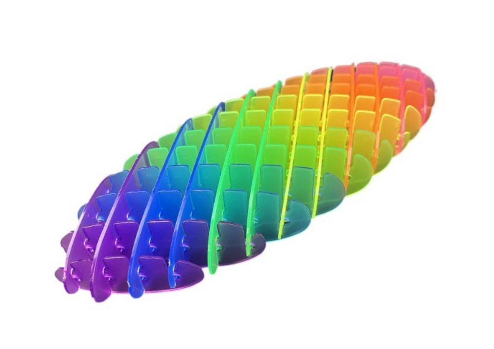 Lean Toys Vaivorykštės Fidget Žaislas Skaidrus Antistresinis Lankstus 12cm