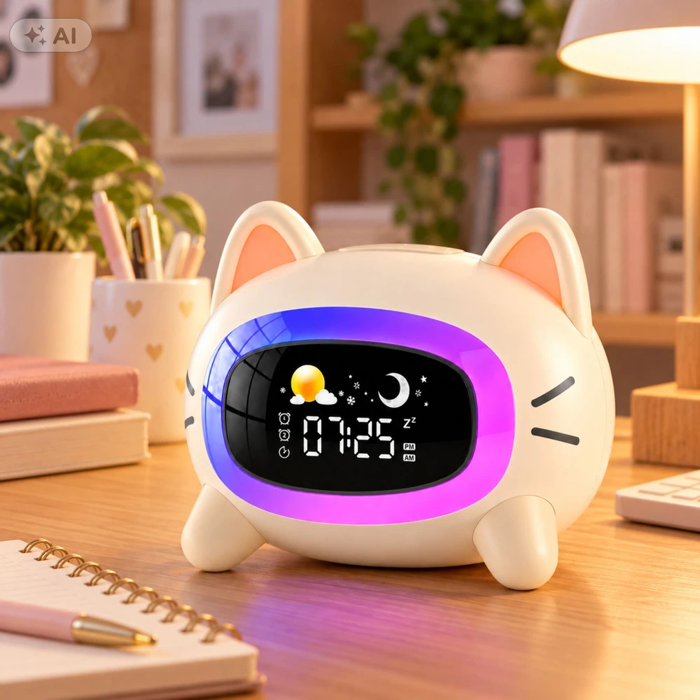 Lean Wielofunkcyjny Žadintuvas Laikrodis Elektroninis Lampka Nocna Trener Snu Kotek