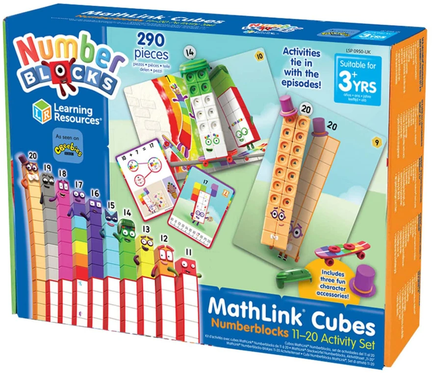 Learning Resources Mokymosi ištekliai – Skaičių blokai – Užduočių rinkinys su skaičiais nuo 11 iki 20 (LSP0950-SCA)