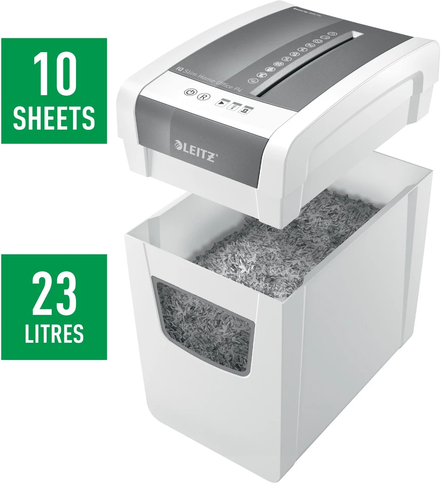 Dokumentų naikiklis LEITZ IQ Slim Home Office, P4, 23L, 4x28mm, 10 lapų
