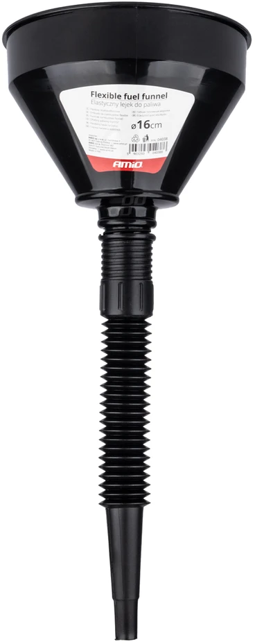 Lankstus juodas piltuvėlis su filtru kurui, skysčiui, vandeniui, 16 cm amio-04038