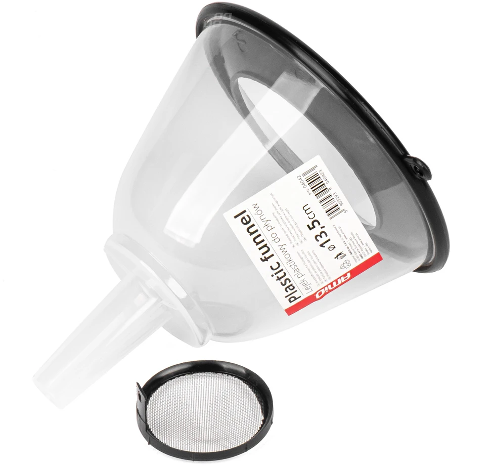 Plastikinis piltuvėlis su dangteliu ir filtru 13,5 cm, AMIO-04042