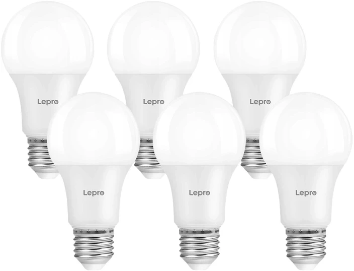 LEPRO 100092-WW-EU-6 A60 E27 7W 800 lm 2700 K dimmable LED bulb, Class E, 6-pack