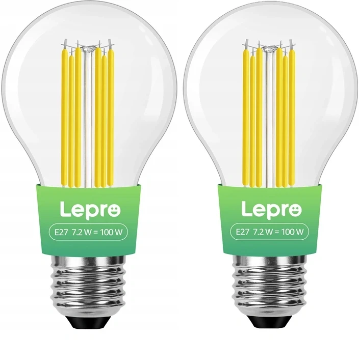 LEPRO 100094-WW-EU-2 E27 Filament LED Bulb, 7.2W (100W), 1521 lm, 2700K, Class A, 2-pack