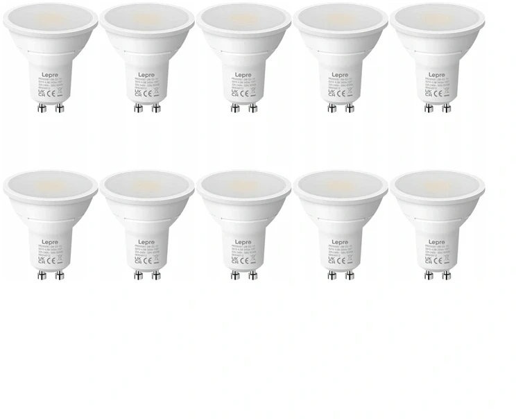 LEPRO 200081-DW-EU-10 GU10 LED Bulb, 4.5W, 345 lm, 6500K, 100°, 10 pcs.