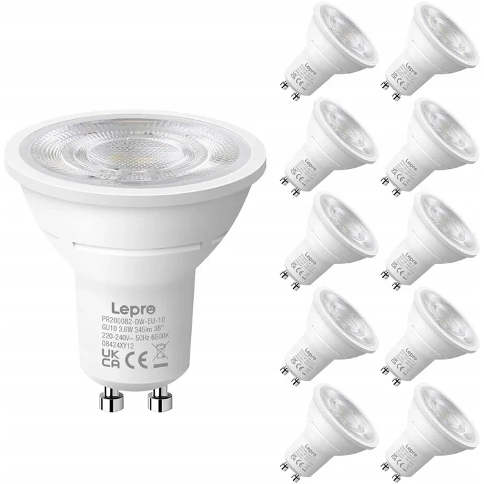 LEPRO 200082-DW-EU-10 GU10 LED Bulb, 3.6W, 345 lm, 6500K, 38°, Energy Class E, 10 pcs.