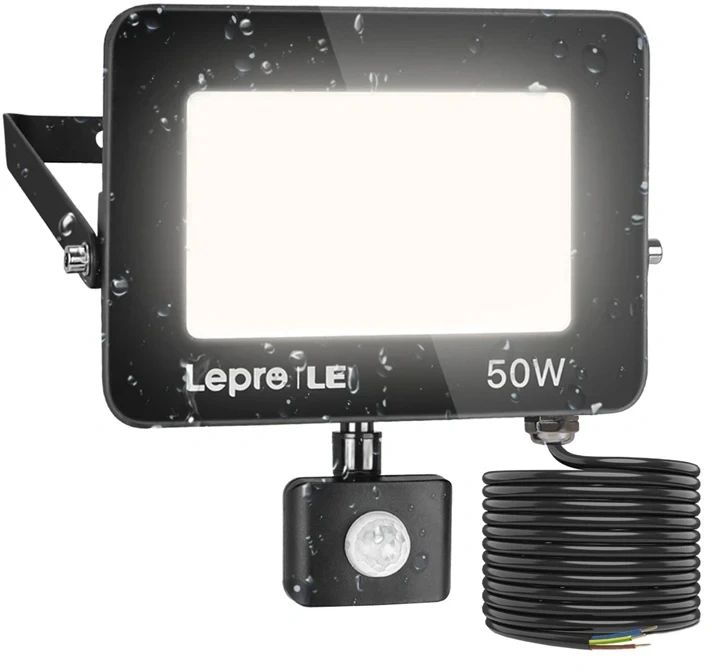 LEPRO 340006-DW-EU 50W 5000K IP65 LED Floodlight with Motion Sensor