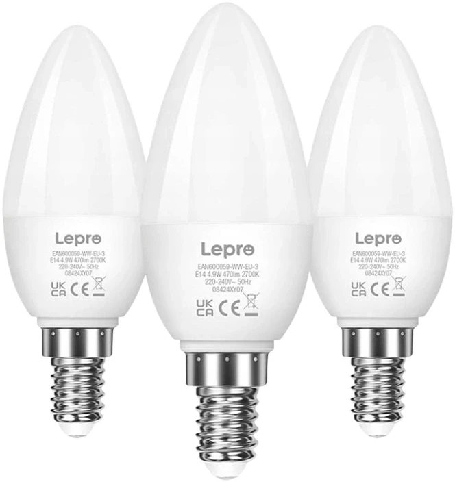 LEPRO 600059-WW-EU-3 LED Bulb, E14, C37, 4.2W (40W), 470 lm, 2700K (warm baltas), 250°, 3-pack