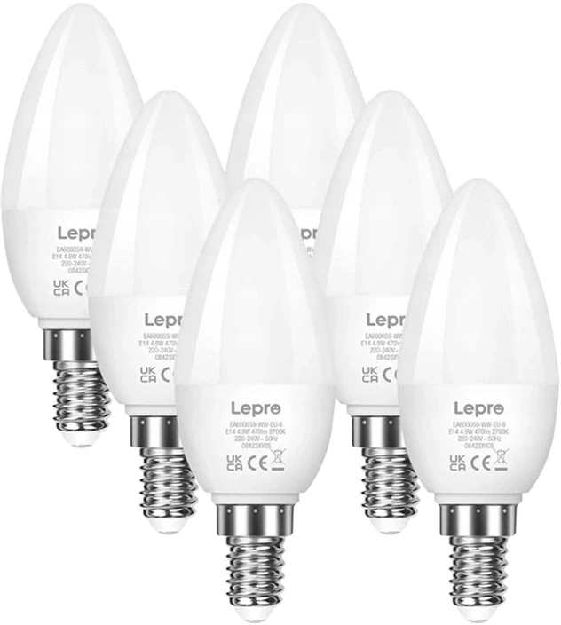 LEPRO 600059-WW-EU-6 E14 LED Bulb, Candle-Shaped, 4.2W (40W), 470 lm, 2700K, Class E