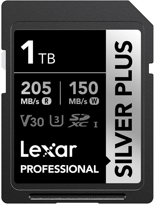 SDXC atminties kortelė - Lexar Professional Sidabrinis PLUS SDXC 1TB 205MB/s skaitymas, 150MB/s rašymas