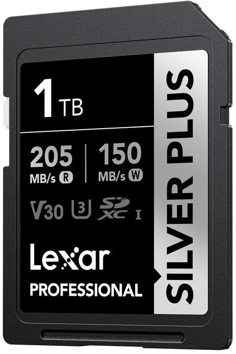 SDXC atminties kortelė - Lexar Professional Sidabrinis PLUS SDXC 1TB 205MB/s skaitymas, 150MB/s rašymas