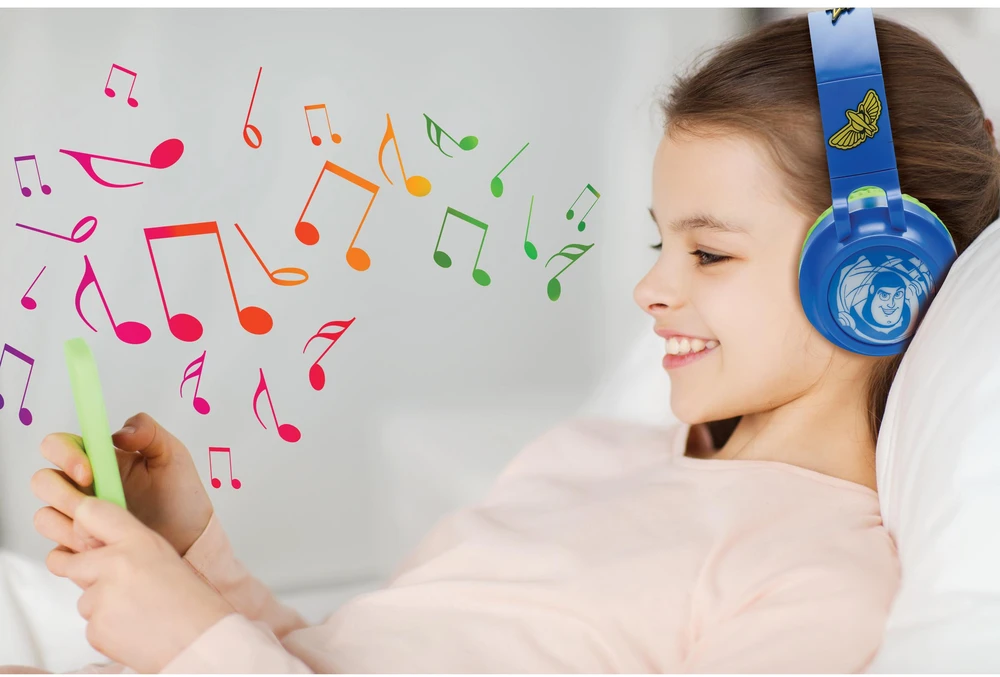 Lexibook - 3D „DISNEY“ „Žaislų istorijos“ dizaino sulankstomos „Bluetooth®“ ir laidinės ausinės su saugiu garsumo ribojimu (HPBT015TS)