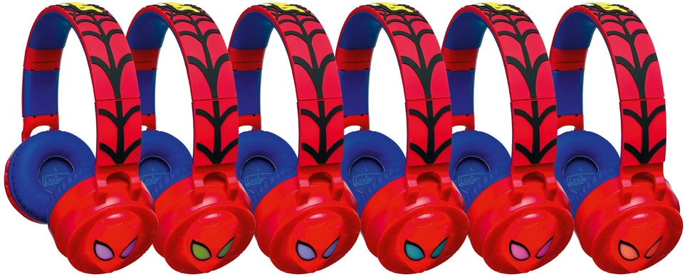 Lexibook - 3D „Spider-Man“ ant ausies uždedamos „Bluetooth®“ ir laidinės sulankstomos ausinės (HPBT015SP)