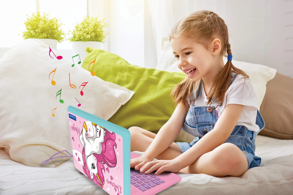 Lexibook - Dvikalbis edukacinis nešiojamas kompiuteris „Unicorn“ su 164 veiklomis (anglų/prancūzų kalbomis) (JC601UNIi1)