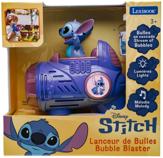 Lexibook - Elektroninis burbulų pistoletas „Stitch“ su 3D figūrėle ir šviesos bei garso efektais (PRB30D)