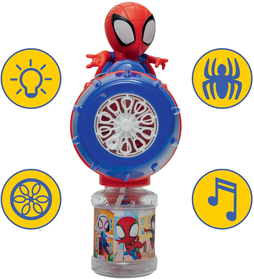 Lexibook - Elektroninis burbulų šautuvas „Spidey His Amazing Friends“ su 3D figūrėle ir šviesos bei garso efektais (PRB30SP)
