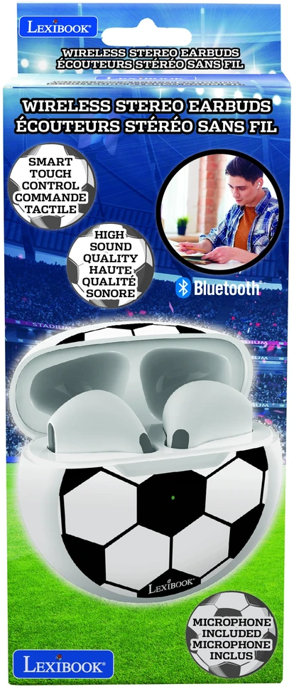 Lexibook - Į ausis įdedamos „Bluetooth®“ ausinės futbolui su įkrovimo dėklu (HPBT05FO)