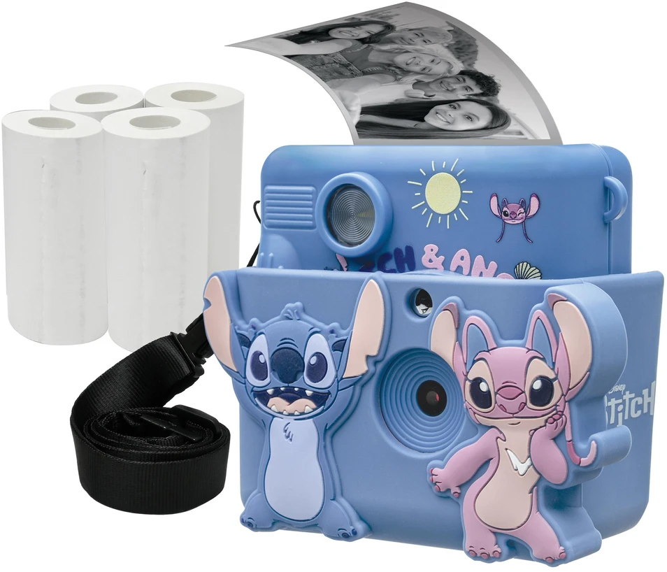 Lexibook - „StarCAM® Print“, fotoaparato dėklas su momentiniu spausdintuvu, 4 popieriaus ritinėliais, kaklo dirželiu, silikoniniu maišeliu su 3D „DISNEY“ dygsniais ir pritaikymo rinkiniu (DJ130DZ)