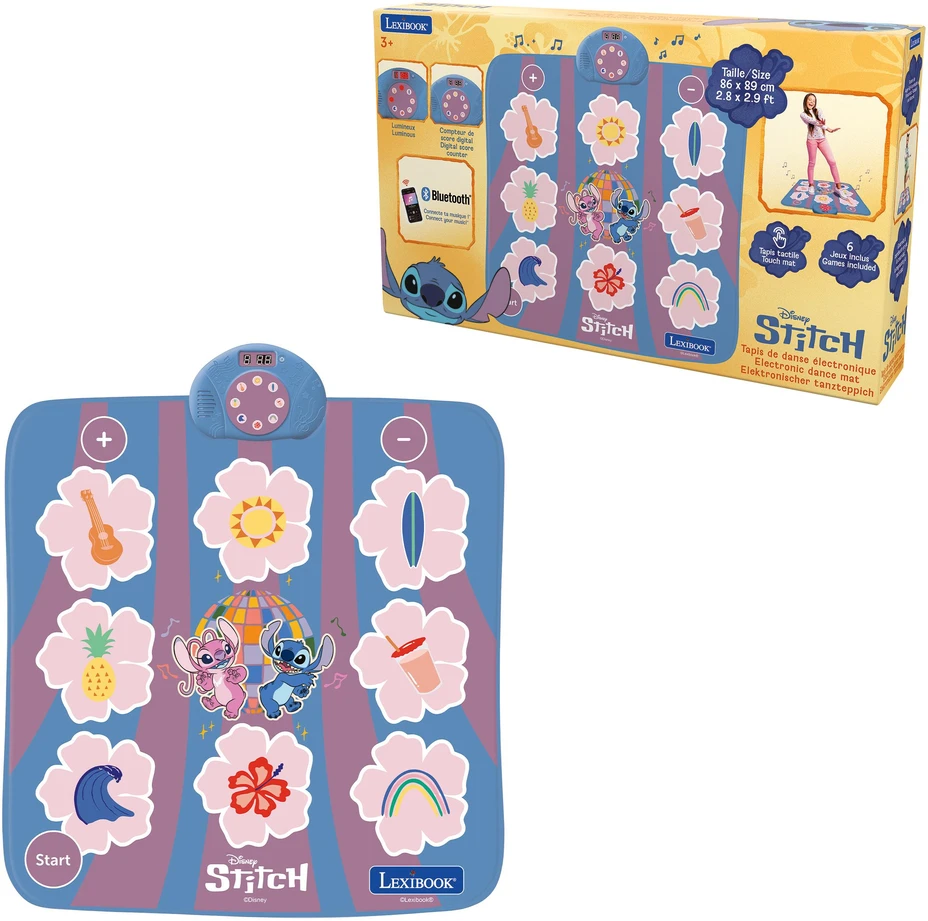 Lexibook,Disney „Lexibook“ – „Disney“ elektroninė muzikos grotuvo, „Bluetooth“ ir šviečiančio šokių kilimėlio „Stitch“ (DM10D)